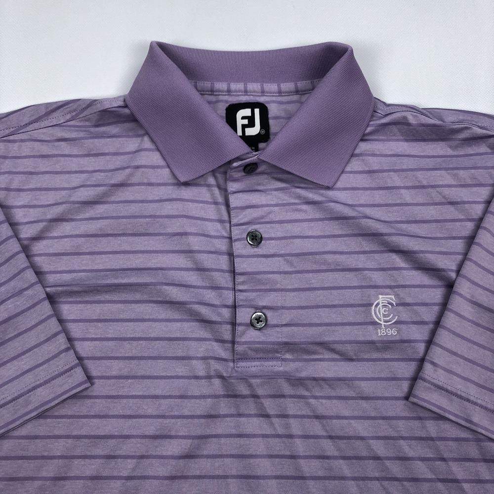 FootJoy Men's M Purple Striped Golf Polo Shirt Performance FJ Cape Fear CFCC